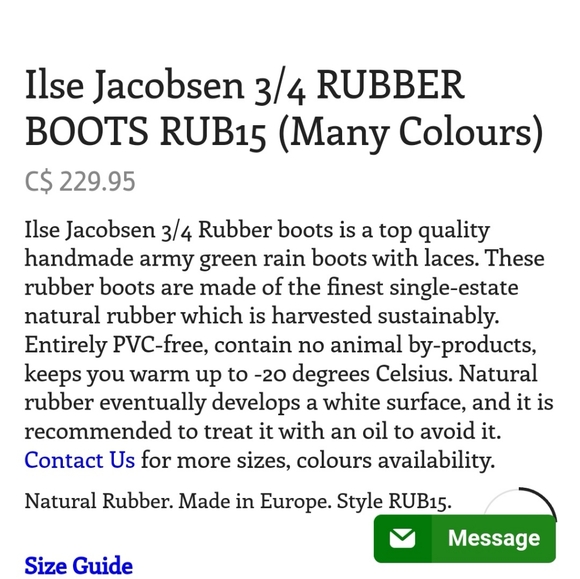 SIZE 38 (7.5) ILSE JACOBSEN, 3/4 Rubber Boots B53 - Picture 13 of 13